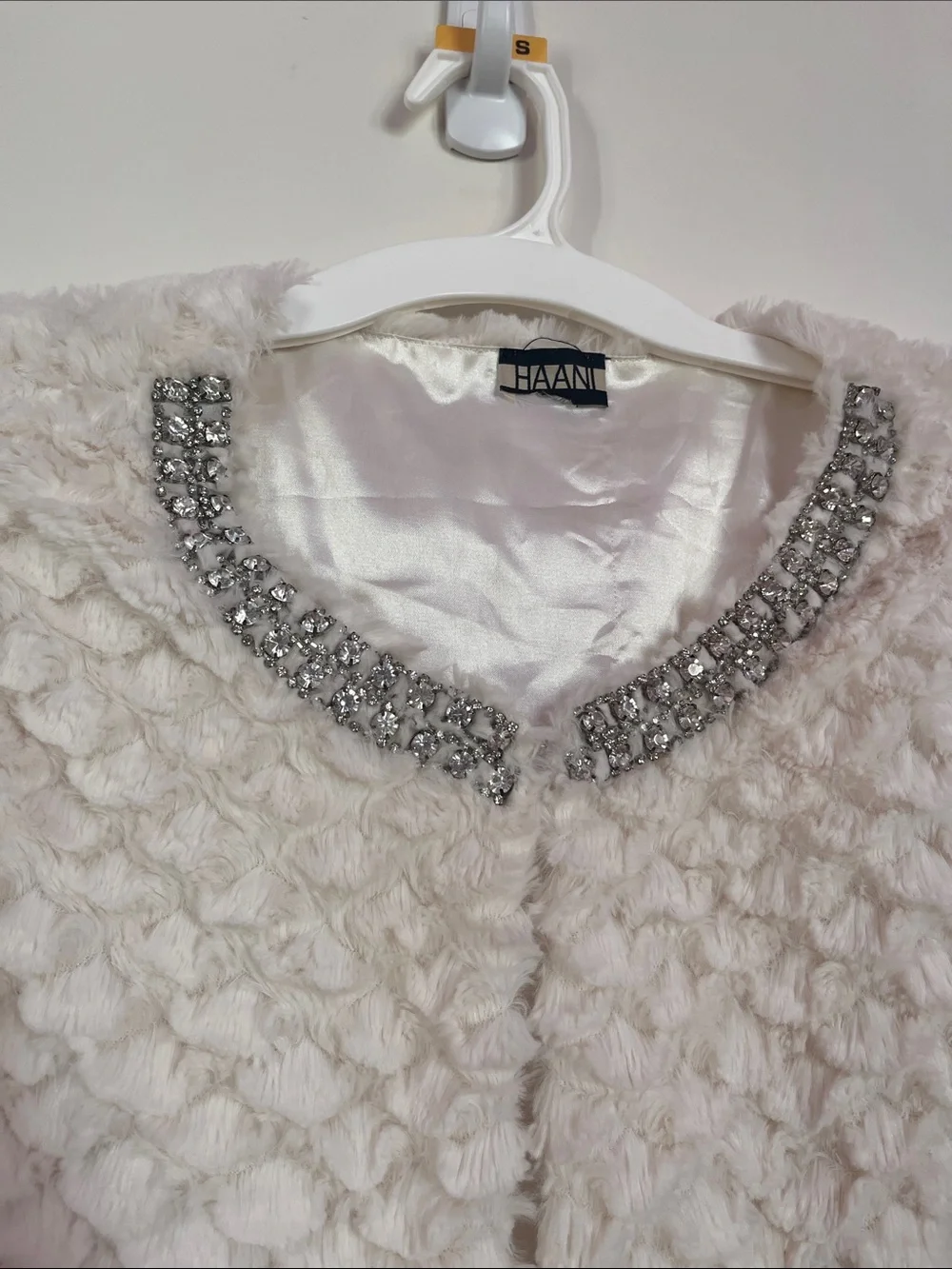 Haani Embellished Faux Fur Cropped Jacket